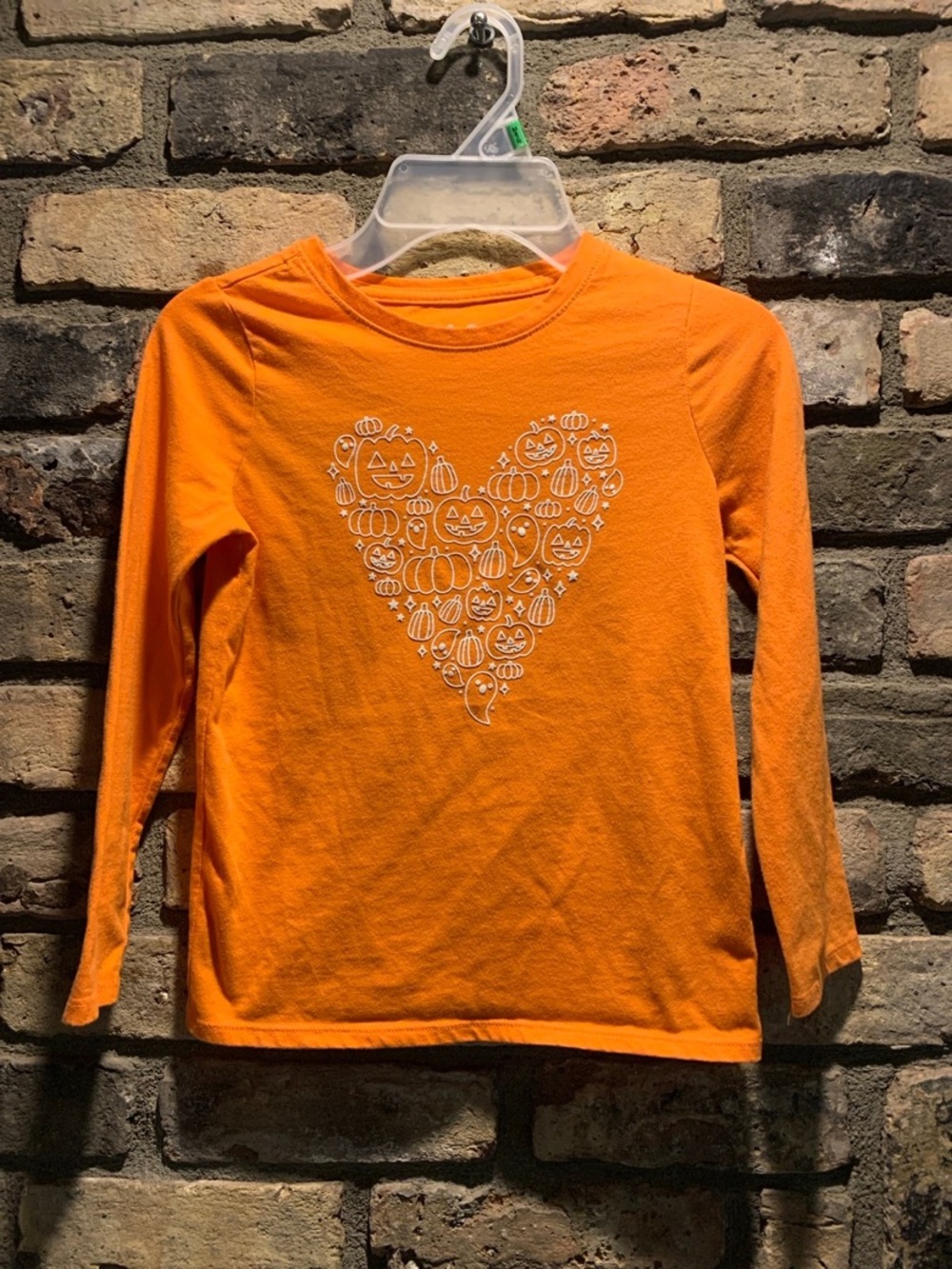 Girls Halloween Heart Pumpkin Fall Autumn long sleeve T-Shirt size 6